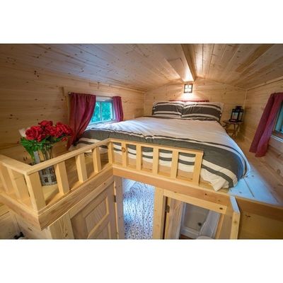 2 Bedrooms Prefabricated Trailer Mobile Light Steel Wooden Tiny House On Wheels