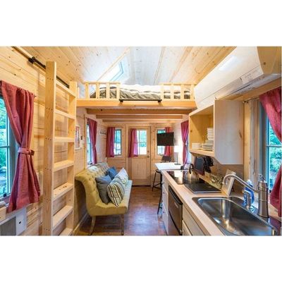 2 Bedrooms Prefabricated Trailer Mobile Light Steel Wooden Tiny House On Wheels