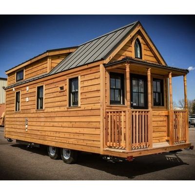 2 Bedrooms Prefabricated Trailer Mobile Light Steel Wooden Tiny House On Wheels