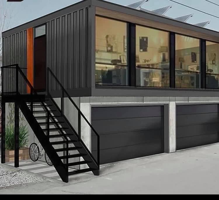 2 Floors Steel Prefab House Family Living With Parking Lot Glass Door