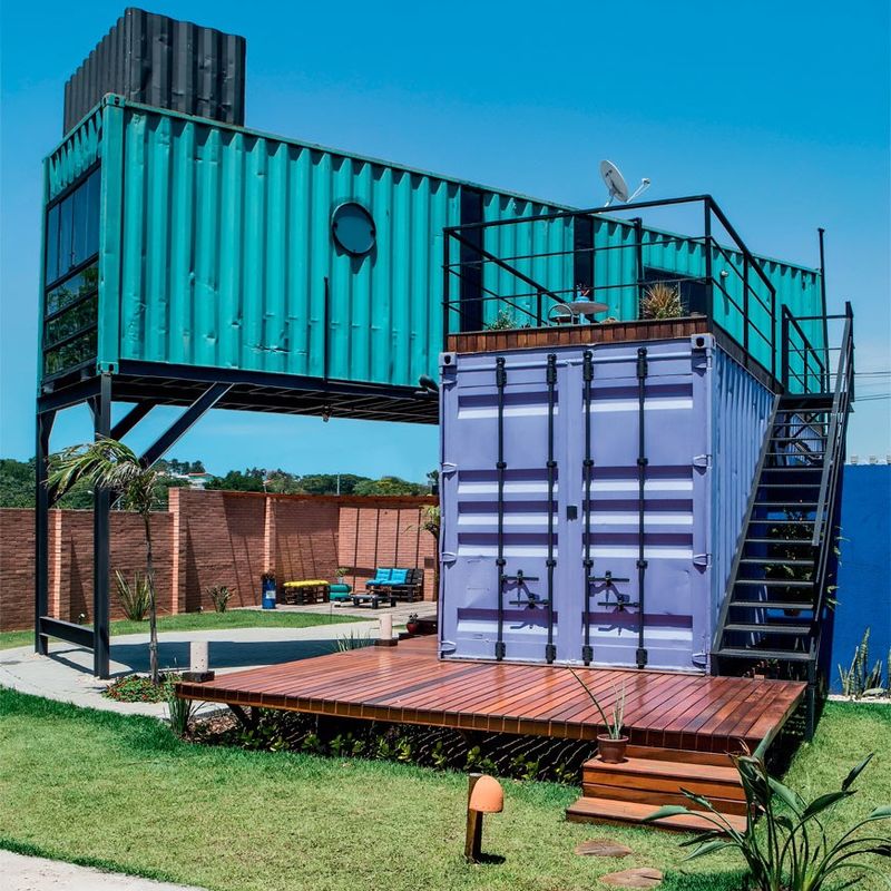 Exhibition Center Prefab Shipping Container Homes / Prefab Storage Container Homes With Yards